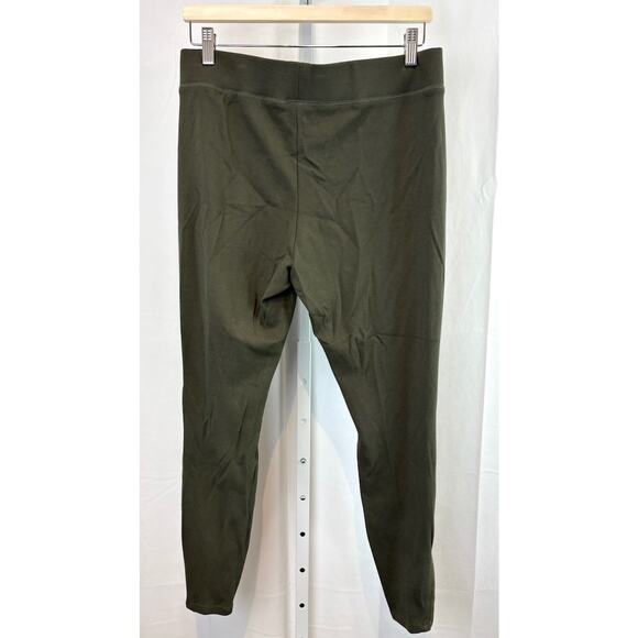 J. JILL M Slim Leg Zip Ankle Pants Pull On Elastic Waist Faux Suede Trim Green - Picture 2 of 10
